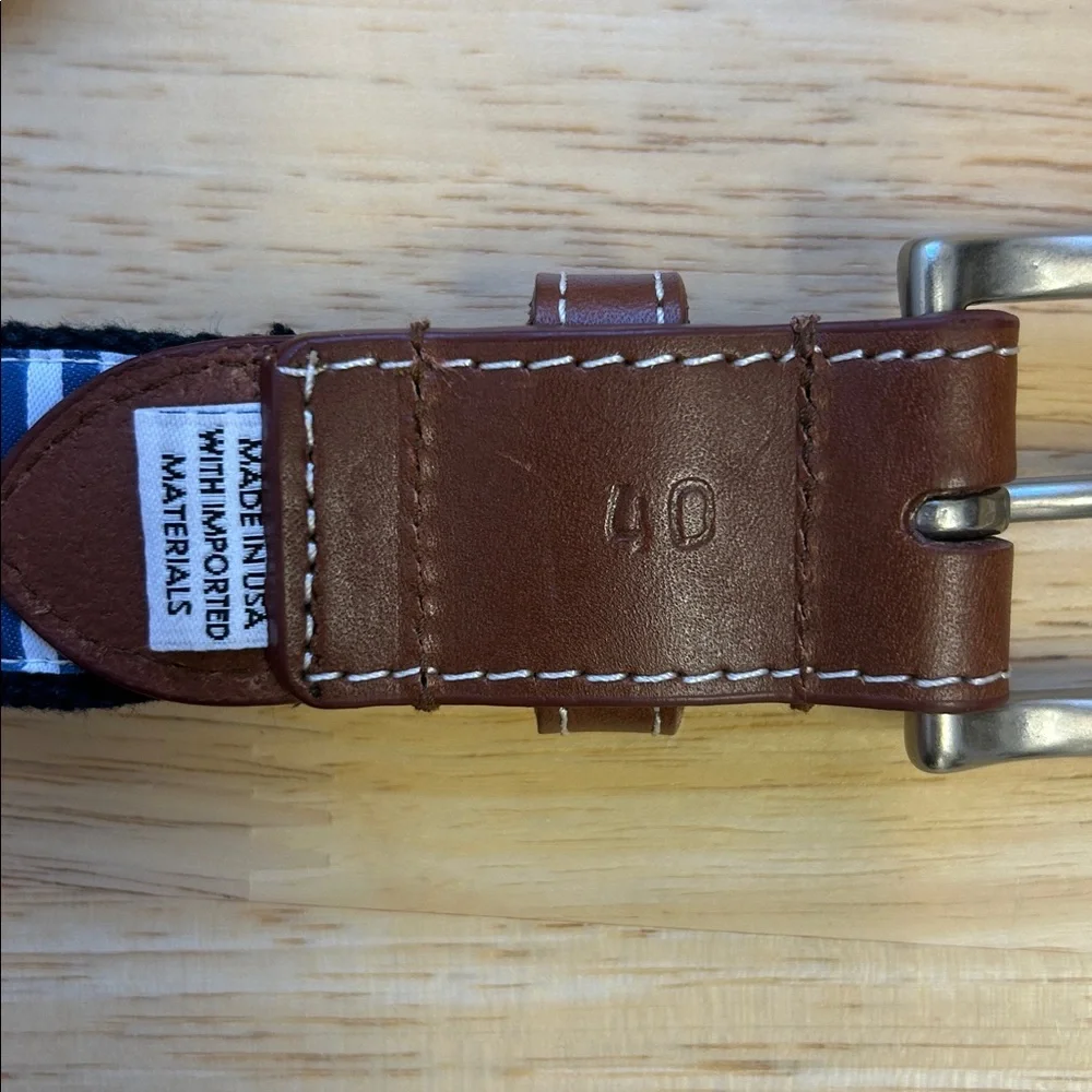 Peter Millar Belt Men's Size 40 Leather Cotton Canvas PGA National Bear Paw Golf